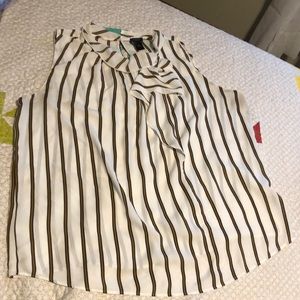 Ann Taylor Factory striped sleeveless top with ruffle accent